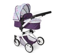 Bayer Chic 2000 595-73 Mika - Cochecito de muñecas 2 en 1 para niños de 4 a 8 años, Cochecito para muñecas de hasta 52 cm, Flores moradas