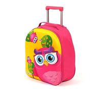 Bayer Chic 2000 - Bouncie - Maleta con Ruedas, diseño de búhos en 3D, Color Amarillo y Rosa, Amarillo, 40 cm, Equipaje Infantil