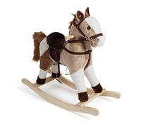 Bayer Chic 2000 Caballo Balancín Abi | Peluche con Sonido y Madera | Caballo balancín de peluche con sonidos de galope y relincho. Estructura robusta de madera, estribos y asideros seguros.