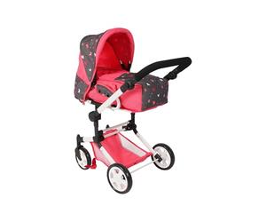 Bayer Chic 2000 Carrito 3 en 1 Jara - Mariposa Coral - Plegable - Mango Ajustable en Altura 47 - 78 cm - Bolsa de Transporte - Muñecas de hasta 52 cm, 4-8 J.