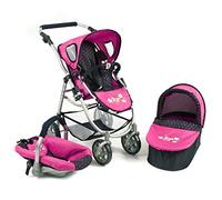 Bayer Chic 2000 Carrito de muñecas Emotion All 637 12, Combi, 3 en 1, de Lunares, y de Color Azul y Rosa