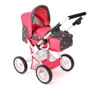Bayer Chic 2000 Cochecito 3 en 1 Combi Leni - Mariposa Coral - Plegable - Mango de Altura Ajustable 43 - 67 cm, Bolsa de Transporte - Muñecas hasta 46 cm, a Partir de 3 años