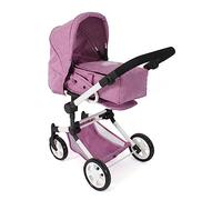 Bayer Chic 2000 - Cochecito de muñecas 3 en 1, Color Rosa Vaquero, Plegable, Mango Ajustable de Altura 47-78 cm, Bolsa de Transporte, muñecas de hasta 52 cm, 4-8 años
