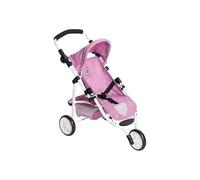 Bayer Chic 2000® Cochecito de muñecas Lola - Jeans Rosa - Cochecito Plegable - Mango Ajustable 33 - 62 cm - 3 Ruedas Jogger - Muñecas de hasta 50 cm - 3 - 6 años