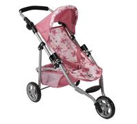 Bayer Chic 2000 - Cochecito de muñecas Lola, Cochecito para muñecas de hasta Aprox. 50 cm de tamaño, Cochecito de joggy, muñecas, Carrito de muñecas, Flores Rosas