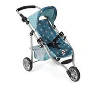 Bayer Chic 2000 - Cochecito de muñecas Lola, Cochecito para muñecas de hasta Aprox. 50 cm de tamaño, Cochecito de joggy, muñecas, Cochecito de muñecas, Estrellas Turquesa