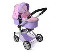 Bayer Chic 2000® Cochecito de muñecas Mika 2 en 1, diseño de Corazones, Plegable, Mango Ajustable en Altura de 47 a 80 cm, Estructura Moderna, muñecas de hasta 52 cm, 4-8 J, Flowers