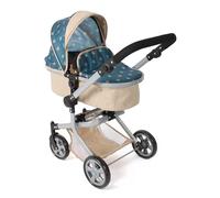 Bayer Chic 2000® Cochecito de muñecas Mika 2 en 1, diseño de Estrellas, Color Beige-Turquesa, Plegable, Mango Regulable en Altura de 47 - 80 cm, Estructura Moderna, muñecas de hasta 52 cm, 4-8 J