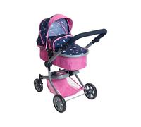 Bayer Chic 2000 595-33 Mika - Cochecito de muñecas 2 en 1 para niños de 4 a 8 años, Mariposa, Rosa y Azul Marino, 73 x 41 x 82 cm