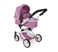 Bayer Chic 2000 - Cochecito de muñecas Mika, 2 en 1 para niños de 4 a 8 años, Vaqueros Rosa, 595 - 62, 73 x 41 x 82 cm