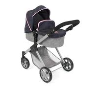 Bayer Chic 2000 Cochecito de muñecas Mila 2 en 1, Color Gris y Azul Marino, Mango Ajustable en Altura de 39 a 72 cm, Estructura Moderna, muñecas de hasta 50 cm, 3-7 años