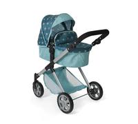 Bayer Chic 2000 Cochecito de muñecas Mila 2 en 1 - Estrellas turquesas - Mango Regulable en Altura 39 - 72 cm - Estructura Moderna - Muñecas de hasta 50 cm - 3-7 años