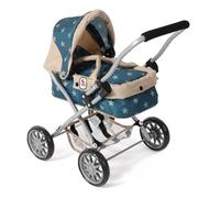 Bayer Chic 2000® Cochecito de muñecas Smarty - Estrellas Turquesa Beige - Plegable - con Capota, Bolsa, cojín y Manta - Altura del Mango 56 cm - para niños a Partir de 2 años