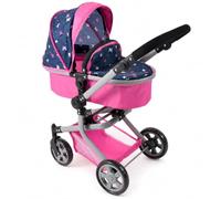 Bayer Chic 2000 595-33 Mika - Cochecito de muñecas 2 en 1 para niños de 4 a 8 años, Mariposa, Rosa y Azul Marino, 73 x 41 x 82 cm