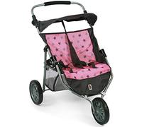 Bayer Chic 2000-Cochecito para muñecas gemelas, Estrellas, Color estrellita Gris, 67 x 51.5 x 71 cm (697 83)