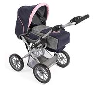 Bayer Chic 2000 - Cochecito para muñecas Leni, 2 en 1 con Bolsa de Transporte extraíble, Color Gris, Azul Marino, Rosa, 64 x 37 x 68 cm