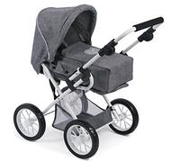 Bayer Chic 2000 - Cochecito para muñecas Leni, 2 en 1 con Bolsa de Transporte extraíble, Color Gris Vaquero, 46 cm