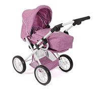 Bayer Chic 2000 - Cochecito para muñecas Leni, 2 en 1 con Bolsa de Transporte extraíble, Color Rosa Vaquero, 560-62, 64 x 37 x 68 cm