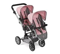 Bayer Chic 2000 - Cochecito para muñecas Linus Duo para niños de 4 a 8 años, Gris Melange, Rosa, 690-15