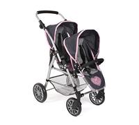 Bayer Chic 2000 - Cochecito para muñecas Twinny, Cochecito Doble para Dos muñecas, Cochecito Gemelo para niños de 4 a 8 años, Melange Gris-Azul Marino