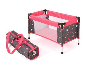 Bayer Chic 2000 - Cuna de viaje para muñecas de hasta 48 cm, cama de muñecas, cama de viaje, muebles para muñecas, accesorios para muñecas, coral mariposa
