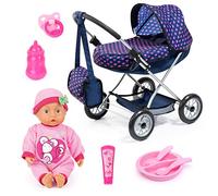 Bayer Design 12554AB - Cochecito de muñeca con muñeca, Chupete y Accesorios