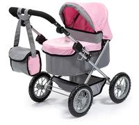 Bayer Design 13008Aa, Cochecito, Carro Muñecas Trendy, Plegable, Gris, Rosa, Color