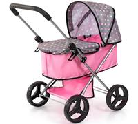Bayer Design 14966AA Cochecito Cesta integrada, para muñecas de hasta 46 cm, Color Gris, Rosa