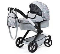 Bayer Design 17007AA Cochecito de muñeca Combi Xeo, Carro para muñecos, Bolsa, Convertible, Regulable en Altura