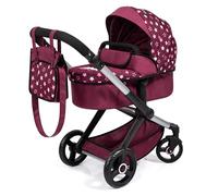 Bayer Design 17023AA Cochecito de muñeca Combi Xeo, Carrito para muñecas, Altura Regulable, Convertible en Sillita Paseo, Bolsa