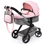 Bayer Design 17030AA Cochecito de muñeca Combi Xeo, Carro para muñecos, Bolsa, Convertible, Regulable en Altura