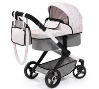 Bayer Design 17031AA Cochecito de muñeca Combi Xeo, Carro para muñecos, Bolsa, Convertible, Regulable en Altura