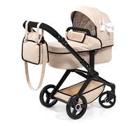 Bayer Design 17075AA Cochecito de muñeca Xeo, Carro para muñecos, Bolsa, Convertible, Regulable en Altura