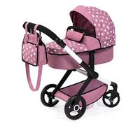 Bayer Design 17076AB Cochecito de muñeca Combi Xeo, Carro para muñecos, Bolsa, Convertible, Regulable en Altura