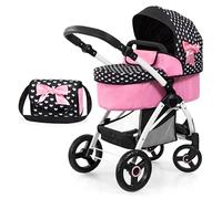 Bayer Design 17560AA Cochecito de muñecas City MAX con Bolsa, Regulable en Altura, Ruedas Delanteras giratorias, Convertible en Silla Paseo, Cesta Integrado