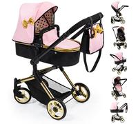 Bayer Design 18490Aa, Cochecito de Muñecas, Carro Neo Vario, Combolsa, Convertible, Plegable, Ajustable, Rosa, Oro, Color
