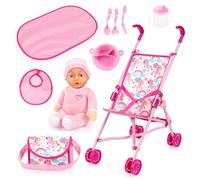 Bayer Design 30585AB Cochecito de muñecas Plegable, Metal, Ruedas Dobles, muñeco, Bolsa, Cambiador, Accesorios