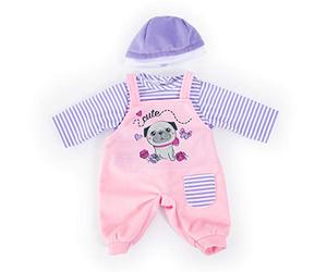 Bayer Design 33 a 38 cm, accesorios para muñeca, pantalón con peto, top y gorra, conjunto, ropa con un bonito motivo de perro, color rosa, púrpura (83883AA) , color/modelo surtido