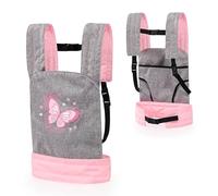Bayer Design-EasyCarry 62233AA Portador, portabebé para muñecas, Ajustable, Delantera y Trasera, Accesorio, Color Gris, Rosa, Mariposa, 46 x 33 cm
