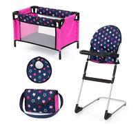 Bayer Design 63216AB Trona para muñecas, Cama para muñecos, Bolsa, Peto, Accesorios para muñecas, Set de Juego