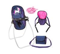 Bayer Design 63654AB - Trona y accesorios para muñecas, unicornio , azul y rosa