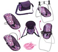Bayer Design 63694Ab, Accesorios Para Muñecas, Trona, Transformable en Cuna, Azul, Rosado, Único Rnio, Color Lila