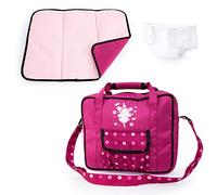 Bayer Design 69267AB Accesorios para muñecas, Bolsa de pañales, Cambiador portátil, pañal muñeco, Burdeos, Rosado, Hada