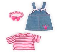 Bayer Design Design-83853AA 83853AA Ropa para muñecas, Vestido Vaquera con suéter y Gorro, sólido, Color Azul, Rojo, Blanco, 38 cm