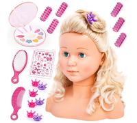 Bayer Design 90005Ab, Busto Muñeca Peinar Super Model Comassessorios, Cabeza Para Maquillar, Cabello Rubio, 27Cm (90005C)