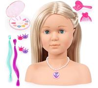 Bayer Design 90005AL Cabeza de Maquillaje y peluquería con mechones de Pelo, Maquillaje, Collar, Accesorios para el Pelo, 27 cm