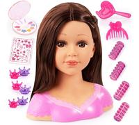Bayer Design 90088Ak, Charlene Super Model, Busto Muñeca Peinar y Maquillar Comassessorios, Marrón, 27Cm, Color Cabello Castaño