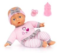 Bayer Design 93003AD muñeco Bebe, Primera muñeca, para amarres, Cuerpo Blanco, 30 cm, con Chupete y biberon