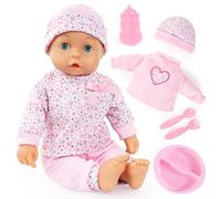 Bayer Design 93610AA Muñeca bebé, Cierra los Ojos, biberón, Ropa Extra, y accessorios, biberón, 36 cm