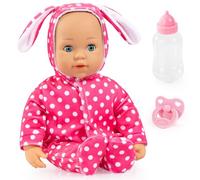 Bayer Design 93822AB Muñeco Anna con Sonidos, muñecas interactivas, Habla, blandita, Chupete, biberón, 38 cm